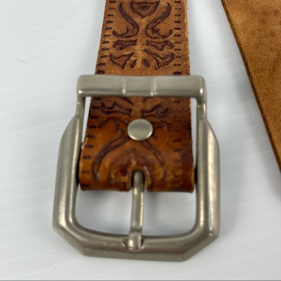 Leather Brown Pattern Boho Belt 92cm - Picture 5 of 7